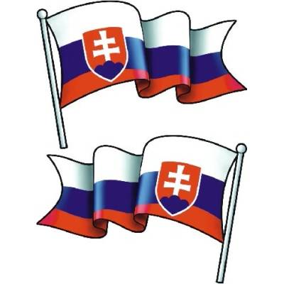 Truck design Samolepka Slovenská vlajka rozviata so stožiarom - 12 x 7 cm