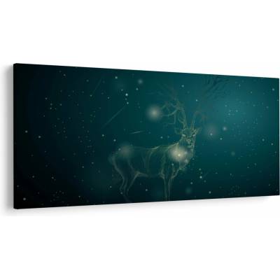 Obraz - Magický jeleň v noci, jednodielne 250x125 cm