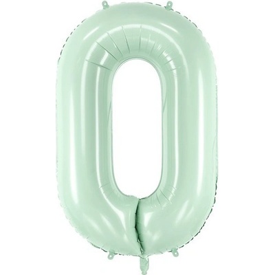 PartyDeco Fóliový balón narodeninové číslo 0 pastelovo-zelený 72 cm