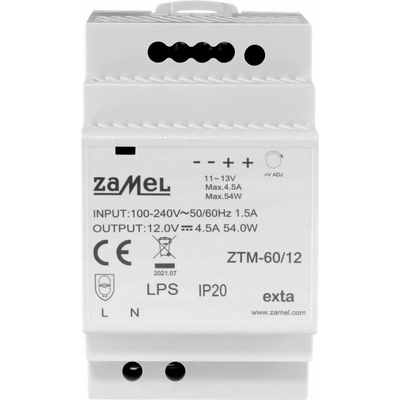 Zamel Spínaný napájecí zdroj pro montáž na lištu TH-35 (DIN), 60W, 12V DC typ: ZTM-60/12 EXT10000283