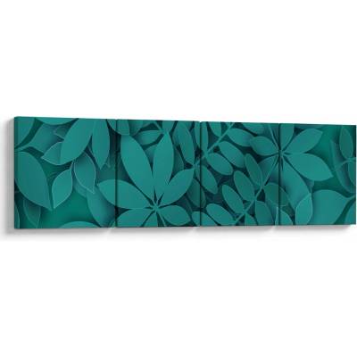Obraz - Tyrkysové listy, štvordielne 160x40 cm