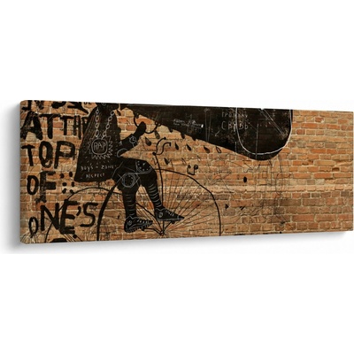 Obraz - Muž na bicykli v Banksyho štýle, jednodielne 100x40 cm