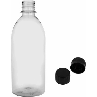 Tera Plastová lahvička čirá s černým uzávěrem 500 ml