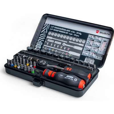 WÜRTH Gola sada s ráčnou 1/4", 33 ks