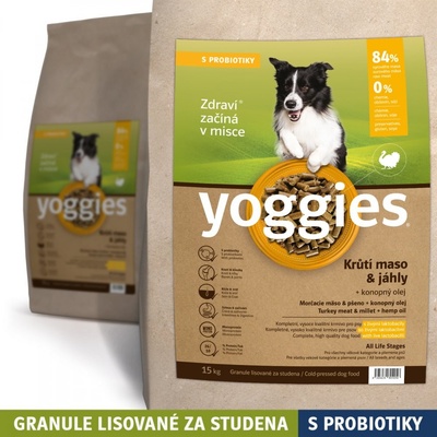 Yoggies granule lisované za studena s probiotiky Krůtí maso & jáhly 15 kg