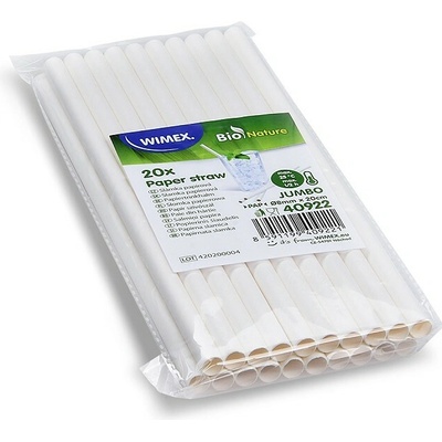 Wimex papírové brčko JUMBO 8 x 20 cm bílé 20 ks