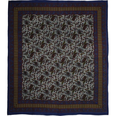 BOB Batik přehoz na postel indický Paisley bílo modro zelený bavlna King size 240 x 200 cm