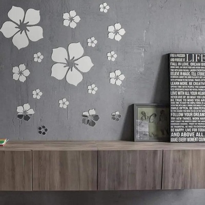 4Leaders Zrcadlové samolepky na zeď květiny stříbrné 15×15 cm – Hledejceny.cz