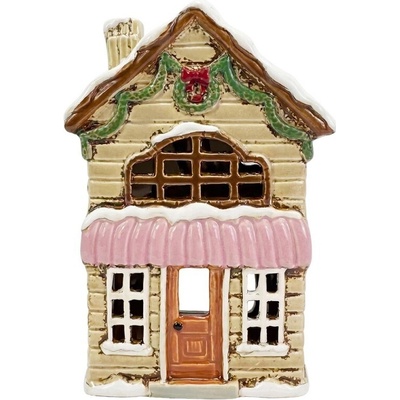 žiadna značka Keramický svietnik „Domček“ – vianočný domček 20 cm