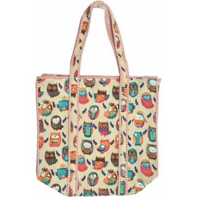 Sanu Babu Velká taška na zip béžová s potiskem 44x36x14cm + ucha 30cm