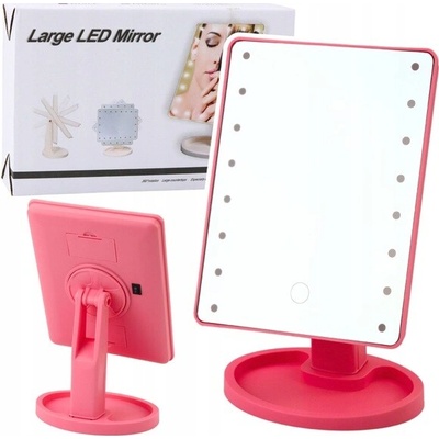 LED Kosmetické Zrcátko s Podstavcem Růžové