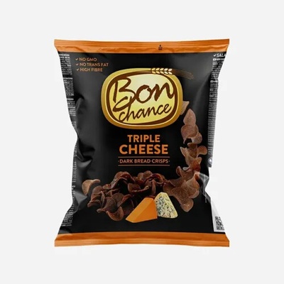Bon Chance tmavé chlebové chipsy se třemi druhy sýrů 120 g