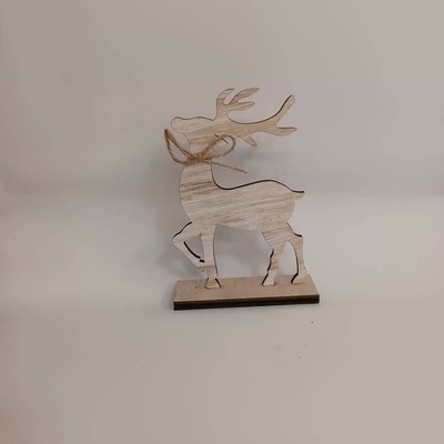 DECOLED Dřevěná vánoční dekorace na stůl jelen 10,5 × 3,5 × 15,2 cm, stojící