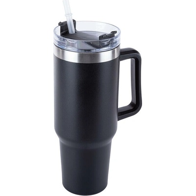 decoDoma termohrnek s brčkem 1,2 l černý