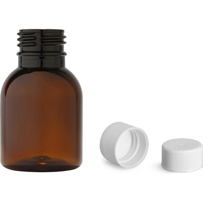 Tera Plastová lékovka hnědá s bílým víčkem 50 ml