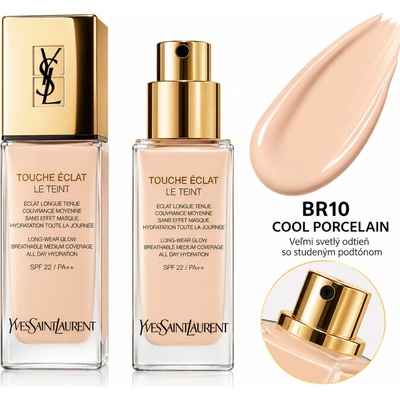 Yves Saint Laurent Touche Éclat Le Teint dlhotrvajúci make-up pre rozjasnenie pleti SPF22 BR10 Cool Porcelain 25 ml