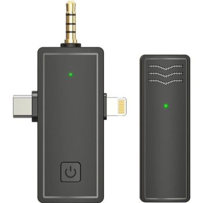 Bezdrôtový klopový mikrofón 3 v 1 pre iPhone Type-C / USB-C 3,5 mm jack pre smartfóny SLR fotoaparát PC