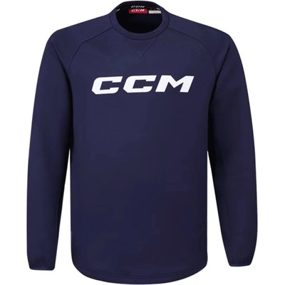 CCM mikina CCM Locker Room Fleece Crew SR Senior tmavo modrá