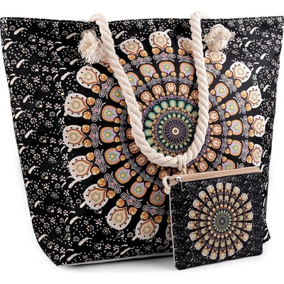 Letní plážová taška mandala s taštičkou pink