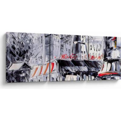 Obraz - Ulica v Paríži, olejomaľba, trojdielne 90x30 cm