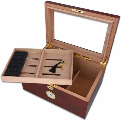 Huizhou Haiswei Daily Necessities Co., Ltd. Gentelo Humidor hnedý na cigary so zvlhčovačom a vlhkomerom