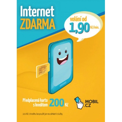 MOBIL.CZ Předplacená karta s kreditem 200Kč
