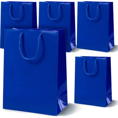 Allbag PAPIEROVÁ LAMINÁTOVÁ TAŠKA 30x10x40cm TMAVOMODRÁ NA DARČEK NÁKUPY 5 ks