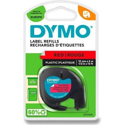 Dymo Letratag S0721630 - originální plastová páska - červená, 12 mm x 4 m
