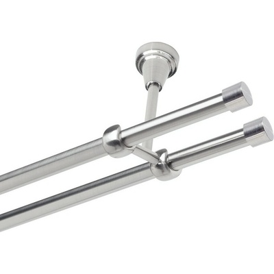 OK-GarnýžeCZ Garnýž kovová dvouřadá 19mm Pullo double nerez 400 cm do stěny / na tunýlek - bez kroužků