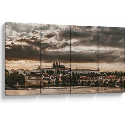 Obraz - zamračená Praha, Čtyřdílný 160x80 cm