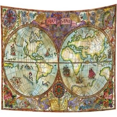 YONGFOTO 150x130cm mapa gobelínu, mapa světa, barevný obraz, evropská retro námořní mapa, starý