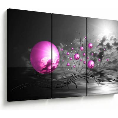 Obraz růžových koulí, třídílný 120x80 cm