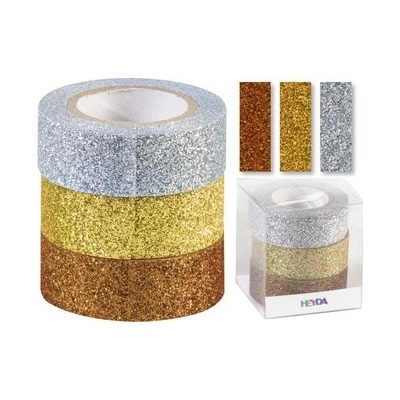 Lepicí páska dekorační glitter - zlatá, meděná, stříbrná – Hledejceny.cz