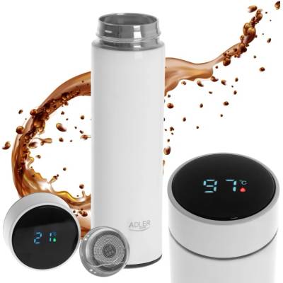 Adler termohrnek nerezová ocel s LED displejem 473 ml bílý