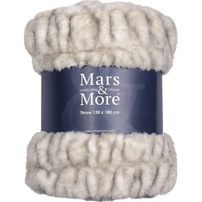 Mars & More Šedý plyšový žebrovaný pléd Bear grey 130x180x3