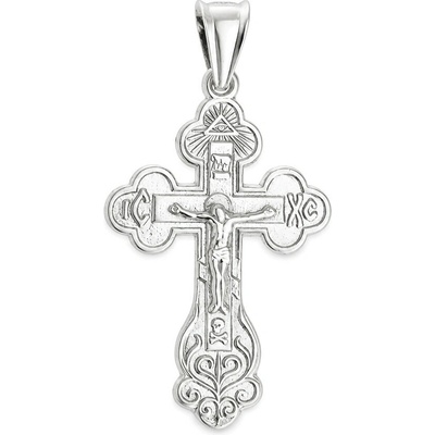 Argento Strieborný prívesok pravoslávny krížik s Kristom Božie oko lebka 86146