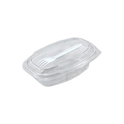 ECOFOL Plastová miska PET 350ml 175x115x50 mm s int. víčkem a vidličkou oválná SL-1735W kr1/400 ks – Hledejceny.cz