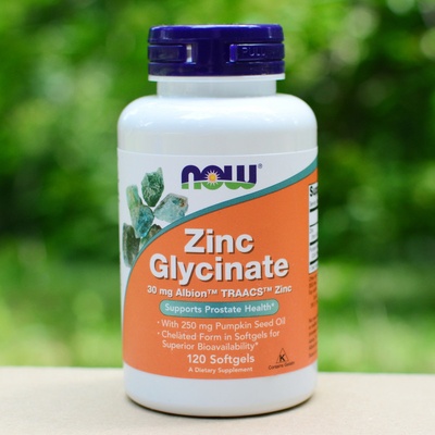 Now Zinc Glycinate Zinok bisglycinát v chelátové vazbě 30 mg 120 softgel kapsúl