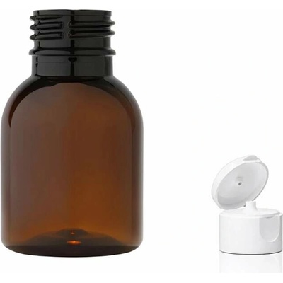 Tera Plastová lahvička hnědá s bílým dávkovacím víčkem 50 ml