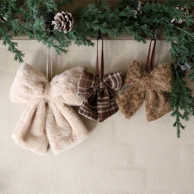 Chic Antique Dekorativní mašle Beige/Mocca – set 3 ks, béžová barva, textil