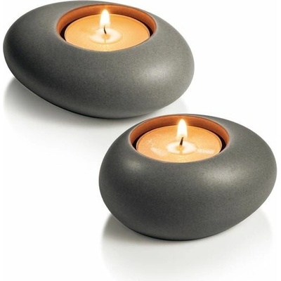 Stojánek na čajové svíčky FANCY HOME Stones 2 ks, šedá