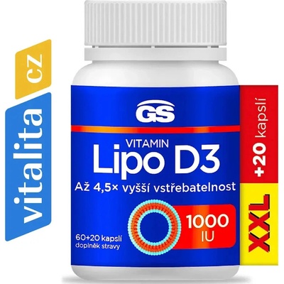 GS Vitamin Lipo D3 1000 IU XXL 80 kapslí