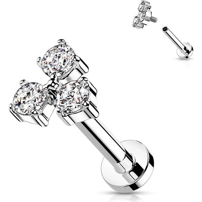 Šperky4U labreta cartilage piercing čiré zirkony LB0042C-1208