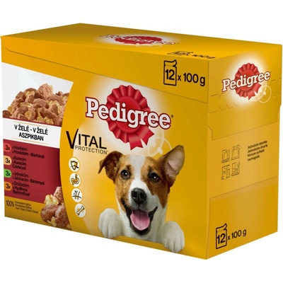 Pedigree Junior kuracie & jahňacie & hydinové & hovädzie s ryžou v želé 12 x 100 g