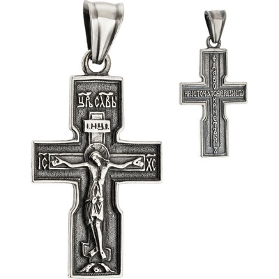 Argento Strieborný prívesok pravoslávny krížik s Kristom čiernený 86142