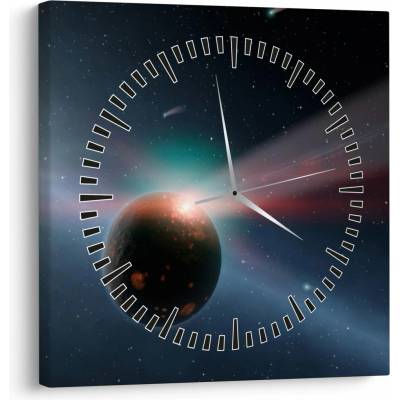 Obraz planetky (s hodinami), jednodílný 30x30 cm s hodinami