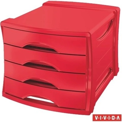 Esselte Europost Vivida box 4 zásuvky červený