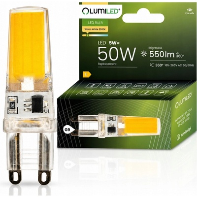 Lumiled LED žiarovka G9 kapsula 5W = 50W 550lm 3000K Warm 360° COB