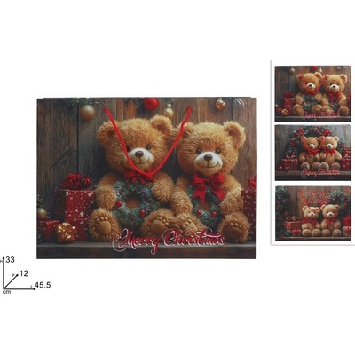 MAKRO - Taška vianočná medvedík 45,5x33x12cm rôzne motívy