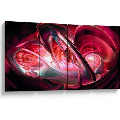 Obraz červených fraktálů, Čtyřdílný 160x80 cm
